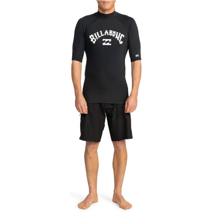 2024 Billabong Hombres Logo Surf Chaleco De Lycra De Manga Corta EBYWR03010 - Black